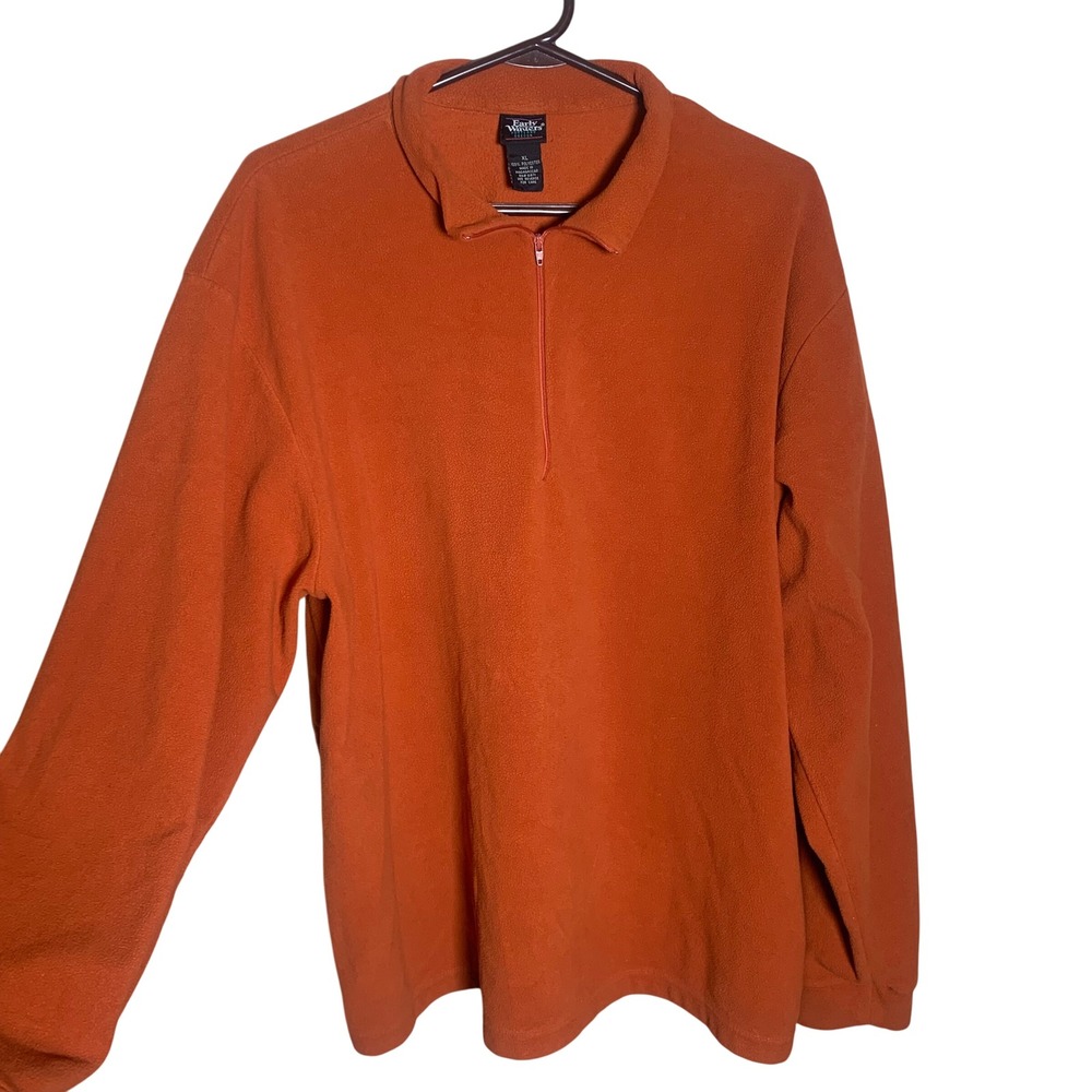 Early Winters Fleece Pullover Men XL Orange Excellent Vintage Quarter Zip‎